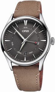Oris Artelier Automatic Pointer Day Date Brown Leather Watch# 0175577424053-0752132FC (Men Watch)