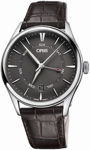 Oris Artelier Automatic Pointer Day Date Dark Brown Leather Watch# 0175577424053-0752165FC (Men Watch)