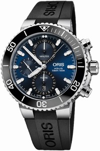 Oris Aquis Automatic Chronograph Date Black Rubber Watch# 0177477434155-0742464EB (Men Watch)