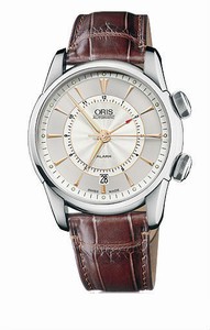 Oris Artelier Alarm Automatic 45 Hrs Power Reserve Date Dark Brown Leather Watch #0190876074051-Set-LS (Men Watch)