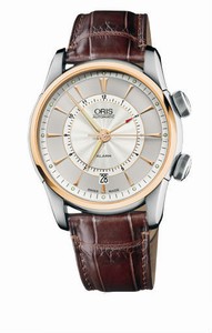 Oris Artelier Alarm Automatic 45 Hrs Power Reserve Date Dark Brown Leather Watch #0190876076351-Set-LS (Men Watch)