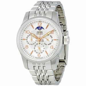 Oris Silver Guilloche Automatic Watch #01-581-7627-4061-07-8-20-76 (Men Watch)