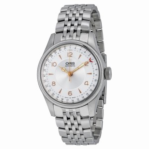 Oris Silver Guilloche Automatic Watch #01-754-7696-4061-07-8-20-30 (Men Watch)