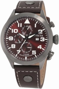 Invicta Flame-Fusion Crystal; Gunmetal Stainless Steel Case; Brown Leather Strap With Contrast Stitching Stainless Steel Watch #0355 (Watch)