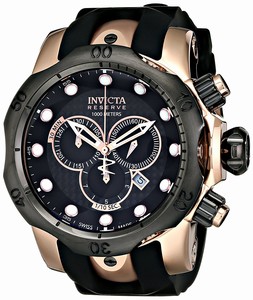 Invicta Reserve Quartz Chronograph Date Black Polyurethane Watch # 0361 (Men Watch)
