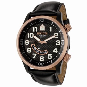 Invicta Specialty Quartz Analog Date Black Leather Watch # 0385 (Men Watch)