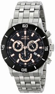 Invicta Black Dial Stainless Steel Watch #0389 (Men Watch)