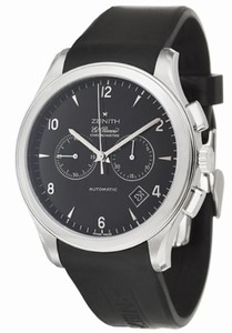 Zenith Automatic COSC Black Chronograph With Date Between 4 And 5 Dial Brushed And Polished Stainless Steel Band Watch #03.0520.4002/21.R511 (Men Watch)