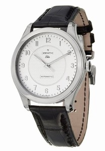 Zenith Automatic Silver Clous De Paris Guilloche With Applied Arabic Numerals Dial Black Crocodile Leather Band Watch #03.0520.679/02.C492 (Men Watch)