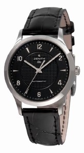 Zenith Automatic COSC Black With Clous De Paris Design Dial Black Crocodile Leather Band Watch #03.1125.679/22.C490 (Men Watch)