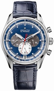Zenith El Primero Automatic Chronograph Date Blue Leather Watch # 03.2040.400/53.C700 (Men Watch)