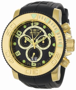 Invicta Sea Hunter Quartz Chronograph Day Date Black Polyurethane Watch # 0415 (Women Watch)