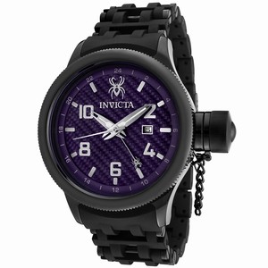 Invicta Russian Diver Quartz Purple Dial Date Black Rubber Watch # 0564 (Men Watch)