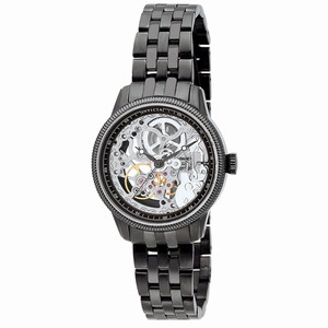 Invicta See-thru Skeletonized Silver Dial Black Ion Plated Stainless Steel Watch #0567 (Women Watch)