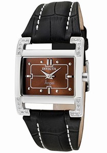Invicta Angel Quartz Analog Black Leather Watch # 0585 (Women Watch)