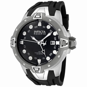 Invicta Quartz Reserve Collection Sea Excursion GMT Black Polyurethane Watch # 0651 (Men Watch)