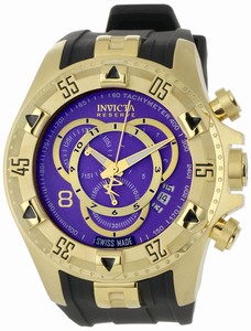 Invicta Purple Dial Chronograph Date Black Polyurethane Watch # 0922 (Men Watch)