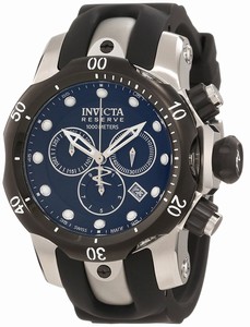 Invicta Quartz Chronograph Date Black Polyurethane Watch # 0947 (Men Watch)