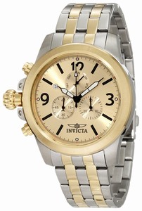 Invicta Gold Dial Stainless Steel Band Watch #10057 (Men Watch)