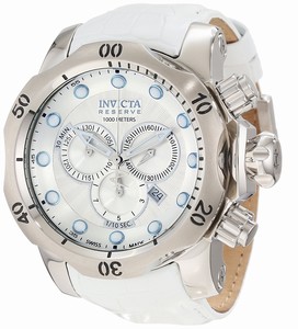 Invicta Quartz Chronograph Date White Leather Watch #10102 (Men Watch)