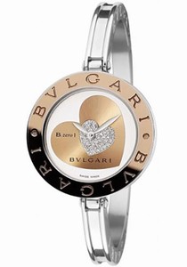 Bvlgari Quartz Analog Diamond Heart Dial Stainless Steel Bangle Watch # 101423 (Women Watch)