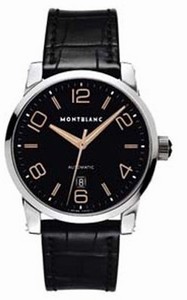 Montblanc Timewalker Automatic Black Leather Watch # 101551 (Men Watch)