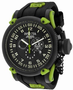 Invicta Russian Diver Quartz Chronograph Date Black Silicone Strap Watch # 10183 (Men Watch)