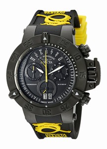 Invicta Subaqua Quartz Chronograph Day Date Black Silicone Watch # 10185 (Men Watch)