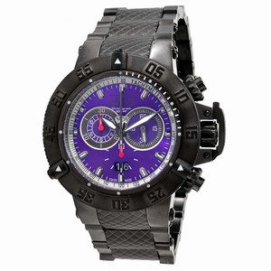 Invicta Violet Dial Uni-directional Rotating Black Ion-plated Band Watch #10196 (Men Watch)