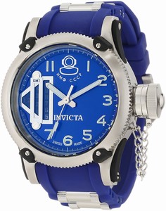Invicta Russian Diver Quartz Blue Dial GMT Blue Polyurethane Watch # 10208 (Men Watch)