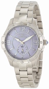 Invicta Purple Dial Stainless Steel Band Watch #10220 (Women Watch)