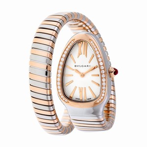 Bvlgari Quartz Analog Diamond Bezel 18k Rose Gold and Stainless Steel Watch # 102237 (Women Watch)