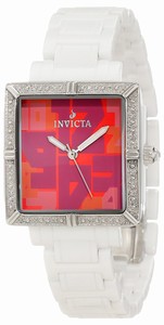 Invicta Red Dial Stainless Steel Band Watch #10267 (Women Watch)