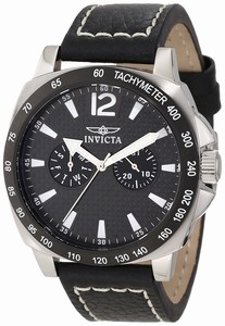 Invicta Specialty Quartz Day Date Black Leather Watch # 10293 (Men Watch)