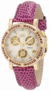 Invicta Wildflower Quartz Chronograph Day Date Purple Leather Watch # 10314 (Women Watch)