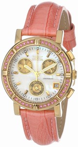 Invicta Wildflower Quartz Chronograph Day Date Crystal Bezel Pink Leather Watch # 10317 (Women Watch)