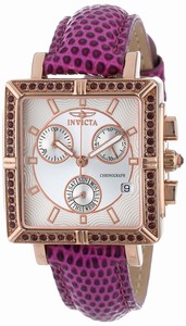 Invicta Silver Dial Purple Genuine Leather With Reptile Pattern Watch #10336 (Women Watch)