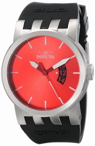 Invicta Quartz Red Dial Date Black Silicone Watch # 10406 (Men Watch)