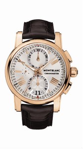 MontBlanc Star Automatic Chronograph Date 18k Rose Gold Case Brown Leather Watch# 104274 (Men Watch)