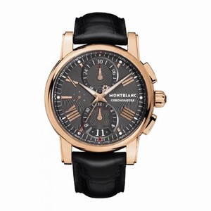 MontBlanc Star Automatic Chronograph Date 18k Rose Gold Case Black Leather Watch# 104275 (Men Watch)