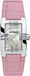 MontBlanc Profile Lady Elegance Quartz Mother of Pearl Dial Pink Leather Watch# 104293 (Women Watch)