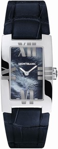MontBlanc Profile Lady Elegance Quartz Black Mother of Pearl Dial Dark Blue Leather Watch# 104294 (Women Watch)