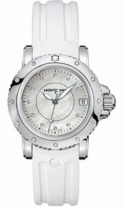 MontBlanc Swiss quartz Dial color white-mother-of-pearl-diamond Watch # 104602 (Women Watch)
