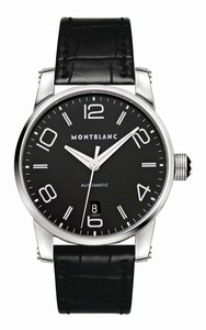 MontBlanc Timewalker Automatic Black Dial Black Leather Watch #105812 (Men Watch)