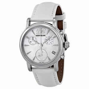MontBlanc Star Quartz Chronograph Date White Leather Watch# 105891 (Women Watch)