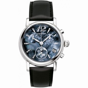 MontBlanc Star Quartz Chronograph Date Black Leather Watch# 105892 (Women Watch)
