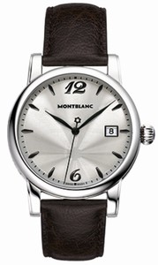 MontBlanc Star Quartz Silver Date Dial Brown Leather Watch #105894 (Men Watch)