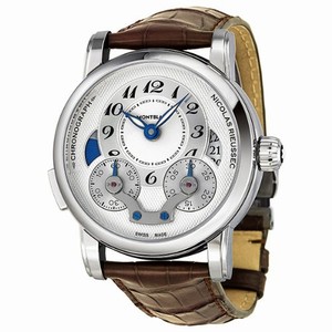MontBlanc Nicolas Rieussec Automatic Chronograph Date Brown Leather Watch# 106487 (Men Watch)