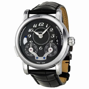 MontBlanc Nicolas Rieussec Automatic Chronograph Date Black Leather Watch# 106488 (Men Watch)