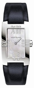 MontBlanc Profile Lady Elegance Quartz Mother of Pearl Dial Black Leather Watch# 106490 (Women Watch)